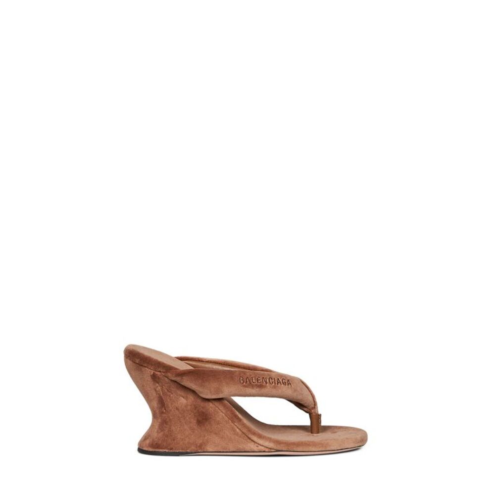 Balenciaga Women Hazelnut Gaeta 90Mm Wedge Thong Sandals